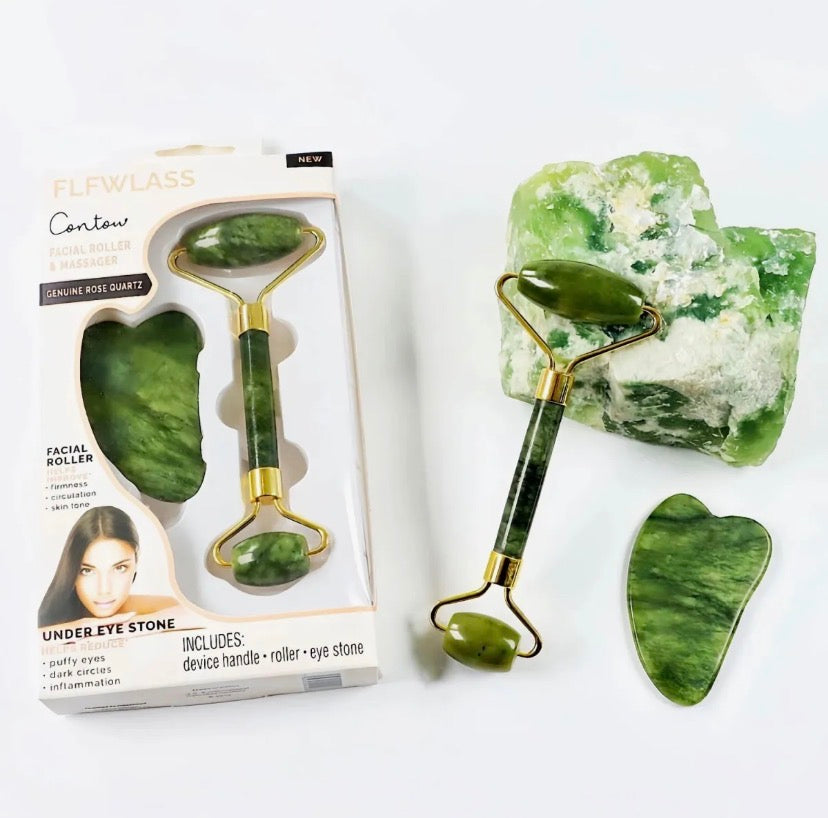 Gua Sha Facial Tools & Jade Roller Set for Skin Care, Reduce Puffiness and Improve Wrinkles, Guasha Tool for Face, Gua Sha Stone Self Care Gift for Woman Man
