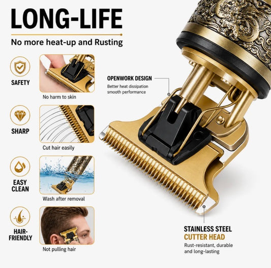 Premium Rechargeable Electric Trimmer with Ultra-Long Standby and Stainless Steel Cutter Head for Men's Grooming